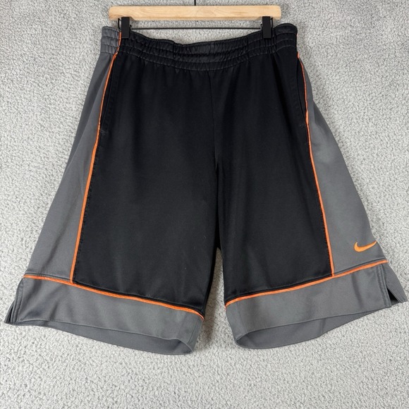 Vintage Nike Shorts Small Black Orange Trunks Swoosh Drawstring Athletic Y2K - Picture 1 of 6